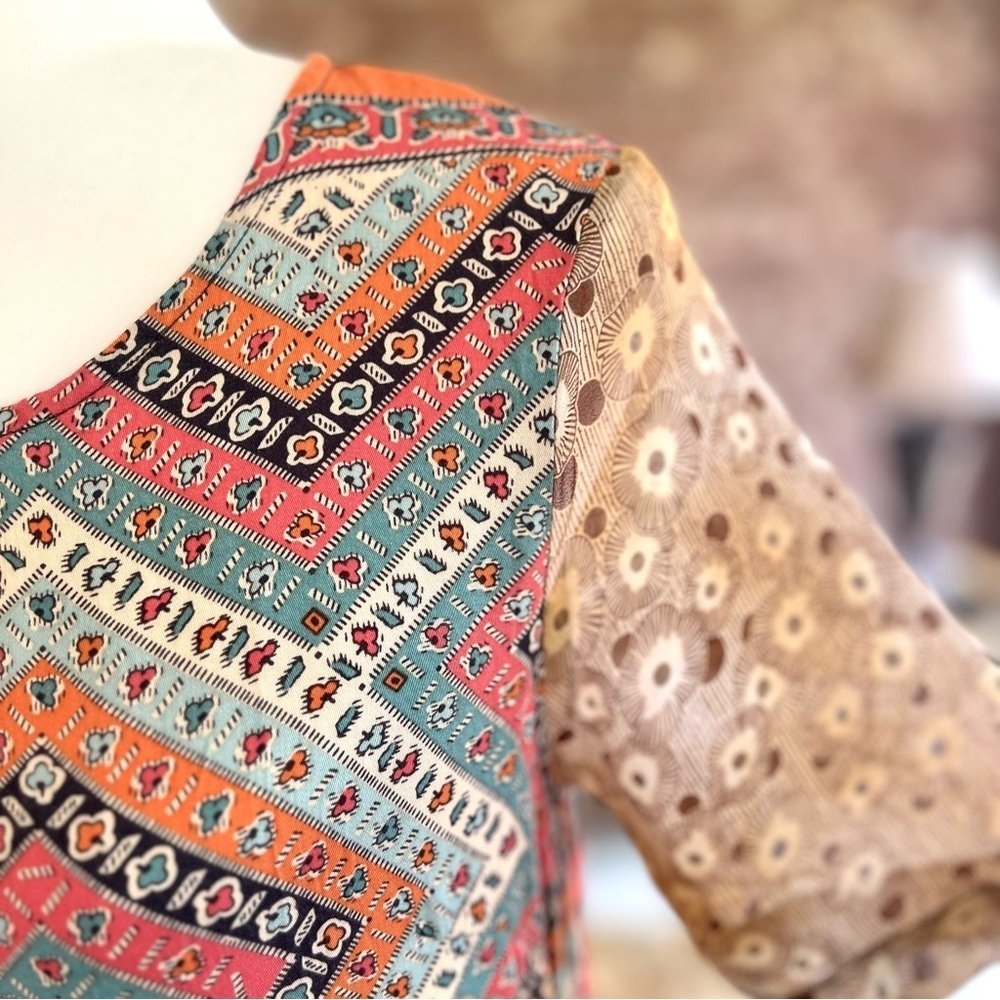 Tiny Anthropologie Patchwork Shift Mini Dress Xs - image 6